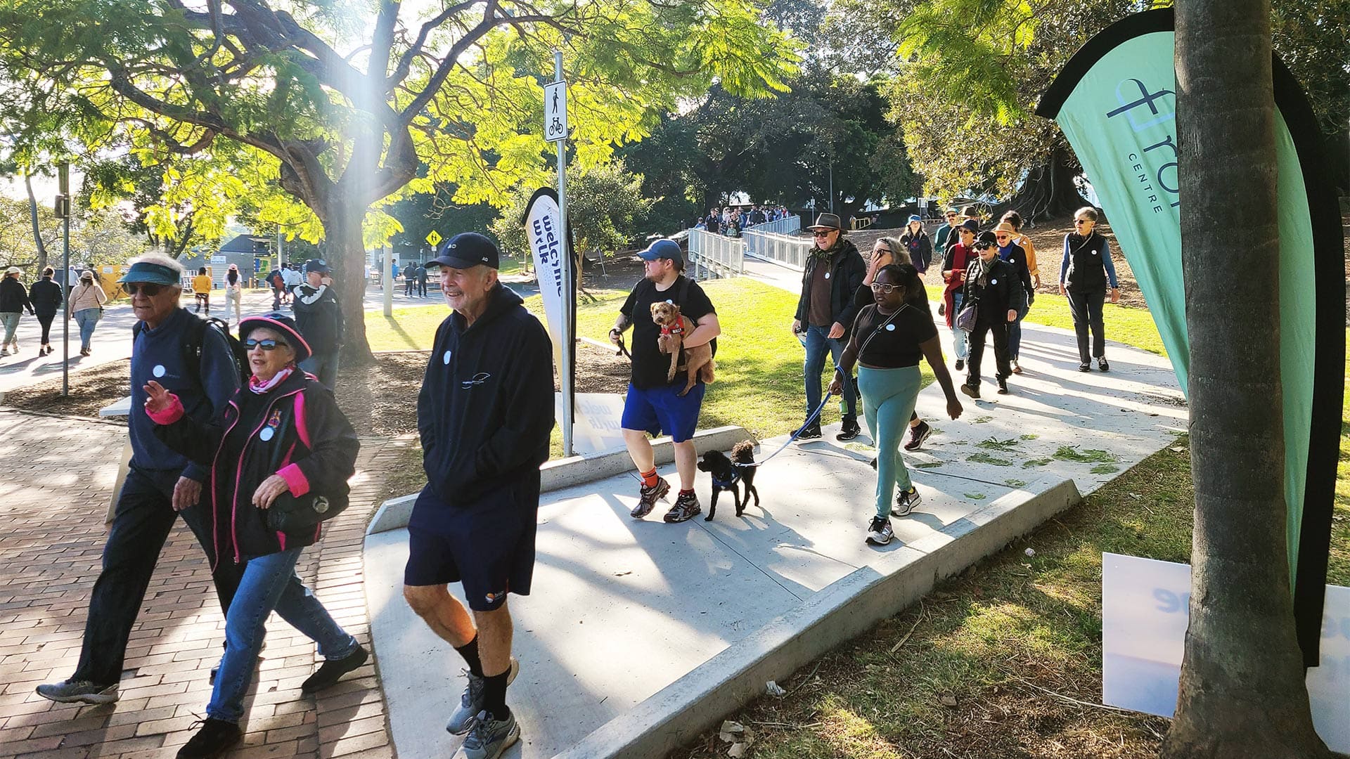 Participants entering the Welcome Walk from Davies Park in West End, Brisbane.