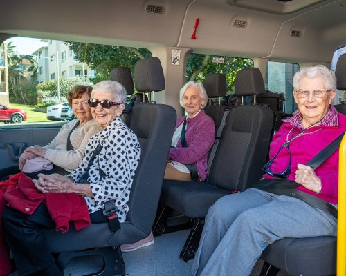 Residents getting ready for an outing.